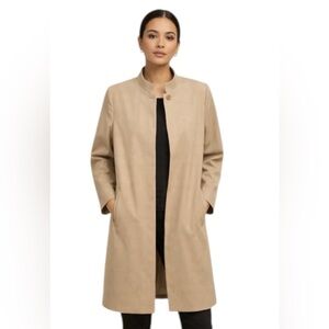 Women’s Beige Minimalist Coat Mandarin Collar Size 40 EU